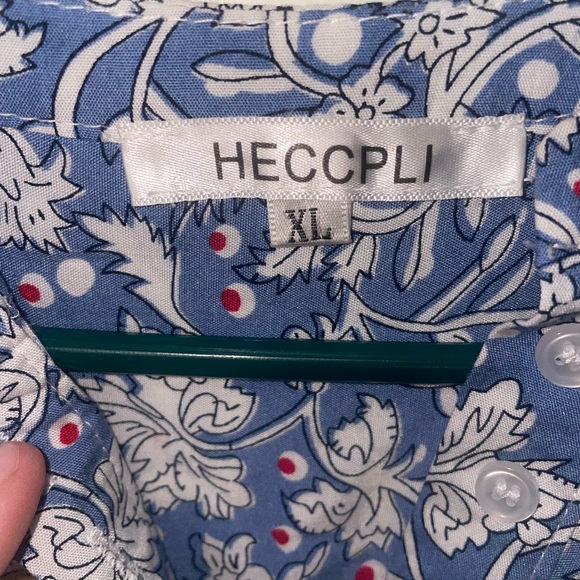 Heccpli Women’s 3/4 Sleeve Blue Floral Boho Maxi Dress Buttons and Tie Waist - Picture 14 of 14